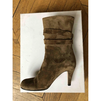 Pre-owned Chloé Ankle Boots In Khaki