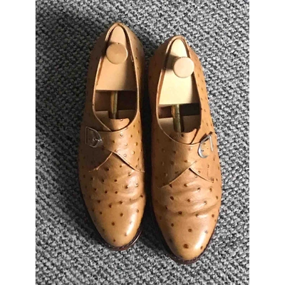 Pre-owned Ludwig Reiter Camel Ostrich Flats