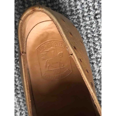 Pre-owned Ludwig Reiter Camel Ostrich Flats