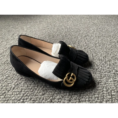 Pre-owned Gucci Marmont Black Suede Heels