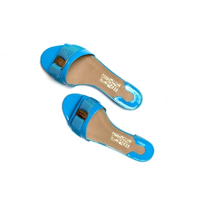 Pre-owned Ferragamo Patent Leather Sandals In Blue