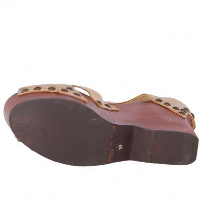 Pre-owned Miu Miu Leather Sandals In Gold