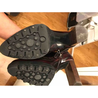 Pre-owned Tod's Leather Ankle Boots In Burgundy