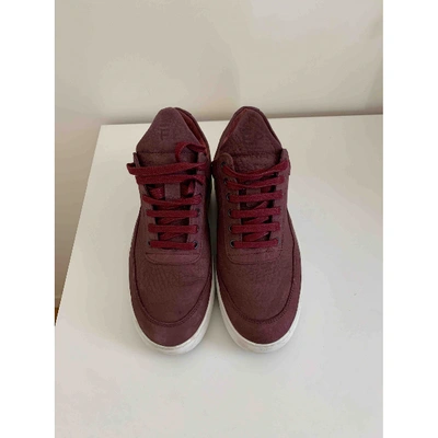 Pre-owned Filling Pieces Burgundy Leather Trainers