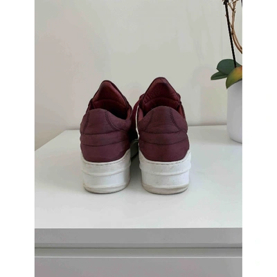 Pre-owned Filling Pieces Burgundy Leather Trainers
