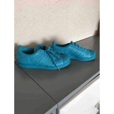 Pre-owned Adidas X Pharrell Williams Turquoise Leather Trainers
