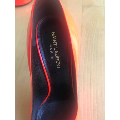 Pre-owned Saint Laurent Anja Patent Leather Heels In Orange