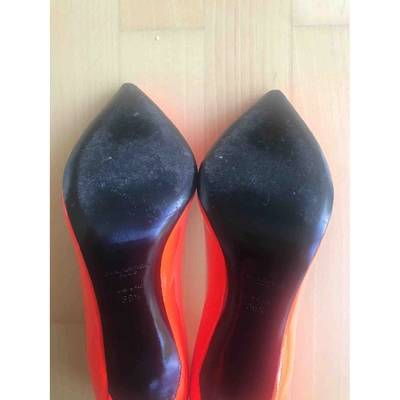 Pre-owned Saint Laurent Anja Patent Leather Heels In Orange