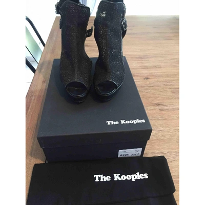 Pre-owned The Kooples Leather Sandals In Black