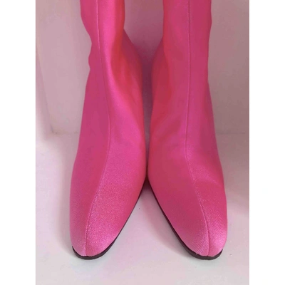 Pre-owned Balenciaga Pink Cloth Ankle Boots