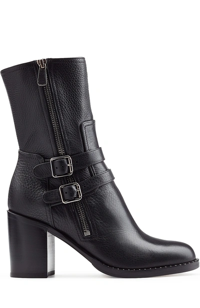 Paul Andrew Chunky Heel Buckled Boots In Black