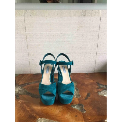 Pre-owned Prada Sandals In Turquoise