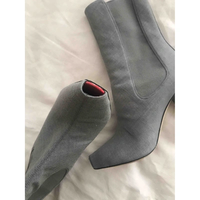 Pre-owned Burberry Grey Cloth Ankle Boots
