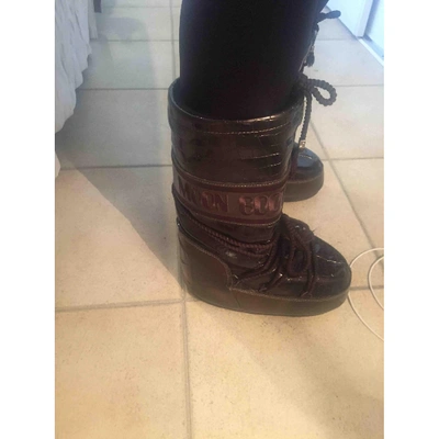 Pre-owned Moon Boot Brown Rubber Ankle Boots