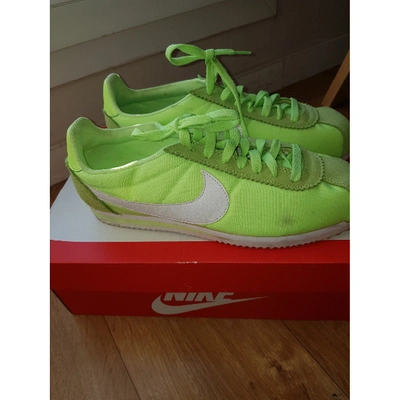 Pre-owned Nike Cortez Green Cloth Trainers