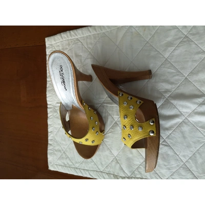 Pre-owned Dolce & Gabbana Leather Mules In Yellow
