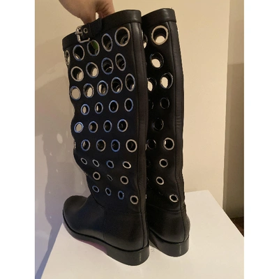 Pre-owned Christian Louboutin Egoutina Black Leather Boots
