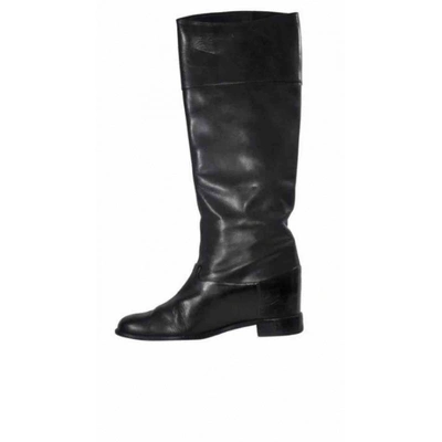 Pre-owned Christian Louboutin Leather Boots In Black