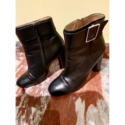 Pre-owned Claudie Pierlot Leather Ankle Boots In Black
