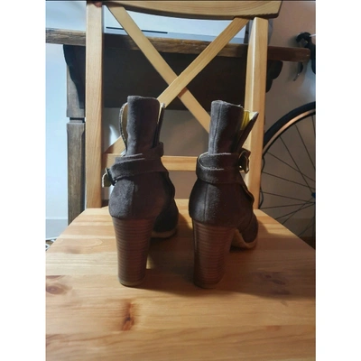 Pre-owned Clarks Biker Boots In Brown