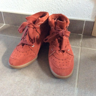 Pre-owned Isabel Marant Betty Orange Suede Trainers