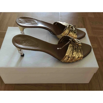 Pre-owned Gucci Gold Python Sandals