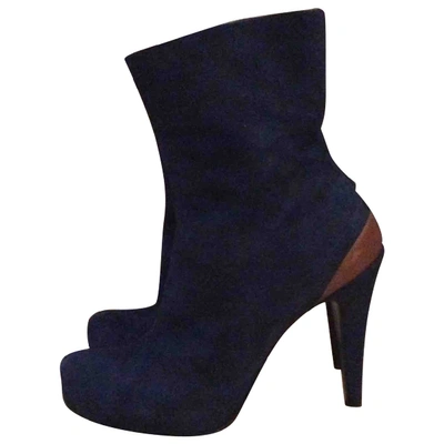 Pre-owned Pinko Ankle Boots In Blue
