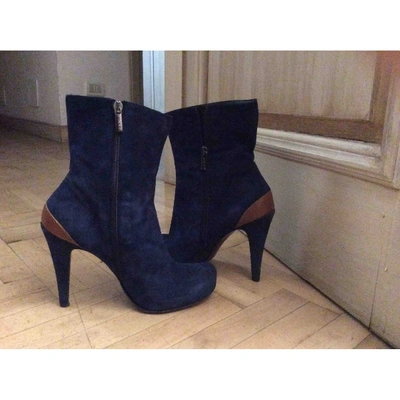 Pre-owned Pinko Ankle Boots In Blue