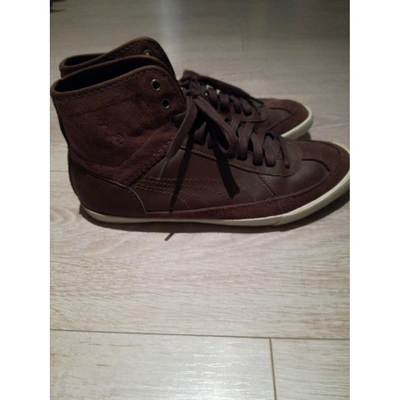Pre-owned Puma Leather Trainers In Brown