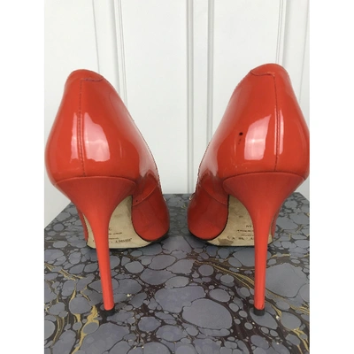 Pre-owned Jimmy Choo Anouk Patent Leather Heels In Orange