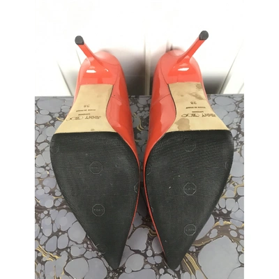 Pre-owned Jimmy Choo Anouk Patent Leather Heels In Orange