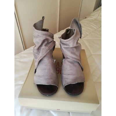 Pre-owned As98 Beige Leather Ankle Boots