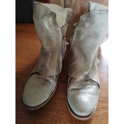 Pre-owned As98 Gold Leather Boots