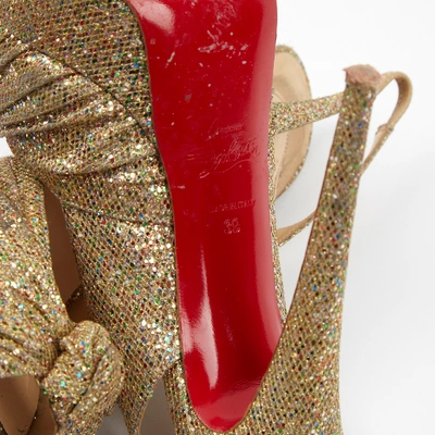 Pre-owned Christian Louboutin Private Number Gold Glitter Heels