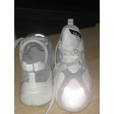 Pre-owned Prada Cloudbust Leather Trainers In White