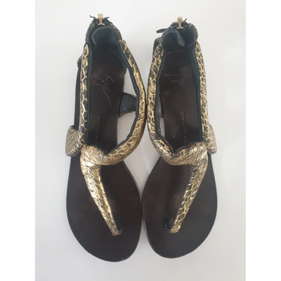 Pre-owned Giuseppe Zanotti Gold Python Sandals
