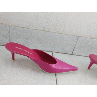 Pre-owned Sergio Rossi Leather Mules In Pink