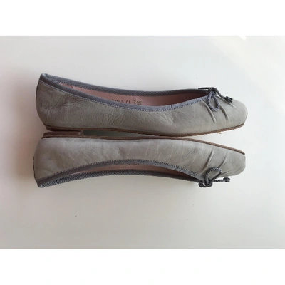 Pre-owned Pretty Ballerinas Grey Leather Ballet Flats