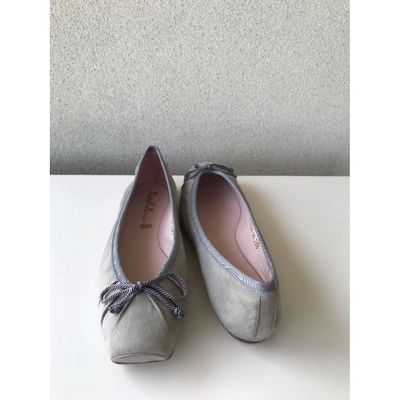Pre-owned Pretty Ballerinas Grey Leather Ballet Flats