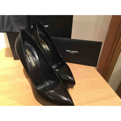 Pre-owned Saint Laurent Janis Black Leather Heels