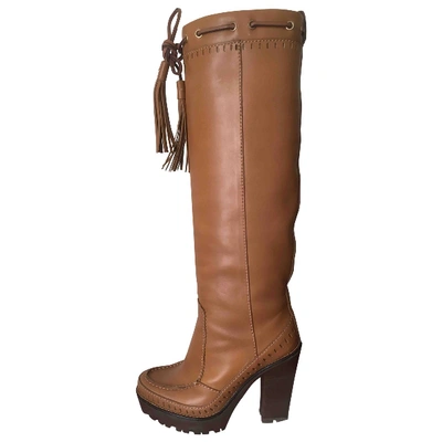 Pre-owned Saint Laurent Leather Boots In Camel