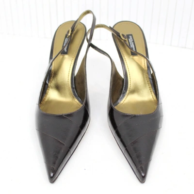 Pre-owned Dolce & Gabbana Brown Eel Heels