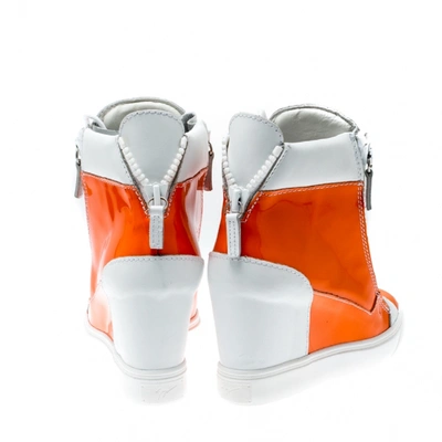 Pre-owned Giuseppe Zanotti Nicki Orange Patent Leather Trainers