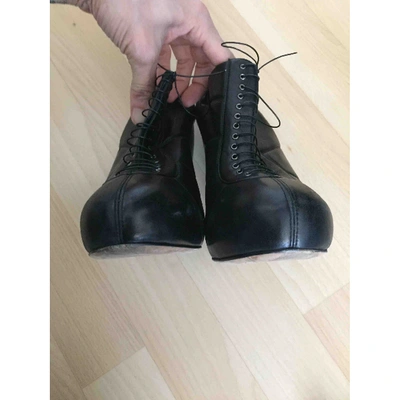 Pre-owned Nina Ricci Leather Lace Up Boots In Black