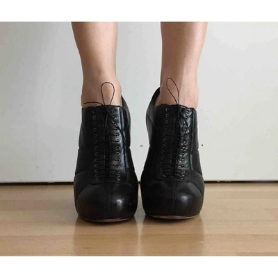Pre-owned Nina Ricci Leather Lace Up Boots In Black