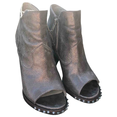 Pre-owned Ash Grey Leather Ankle Boots