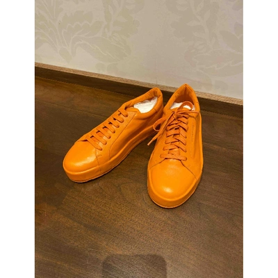 Pre-owned Jil Sander Orange Leather Trainers