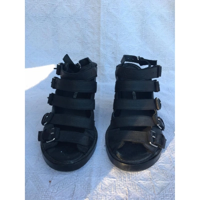 Pre-owned Ann Demeulemeester Leather Sandals In Black