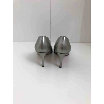 Pre-owned Prada Patent Leather Heels In Silver