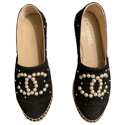 Pre-owned Chanel Black Suede Espadrilles